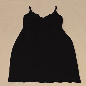 Black Scalloped Hem Dress